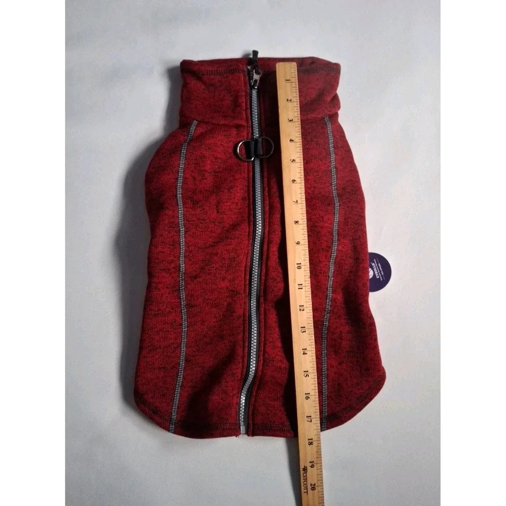 Cyeollo‎ XL Dog Fleece Jacket  Red  Winter Coat Reflective Zipper D-Ring Med